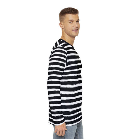 Stylish Striped Long Sleeve Shirt for Men, Casual Wear, Layering Top, Ideal Gift for Any Occasion, Unique Fashion Statement