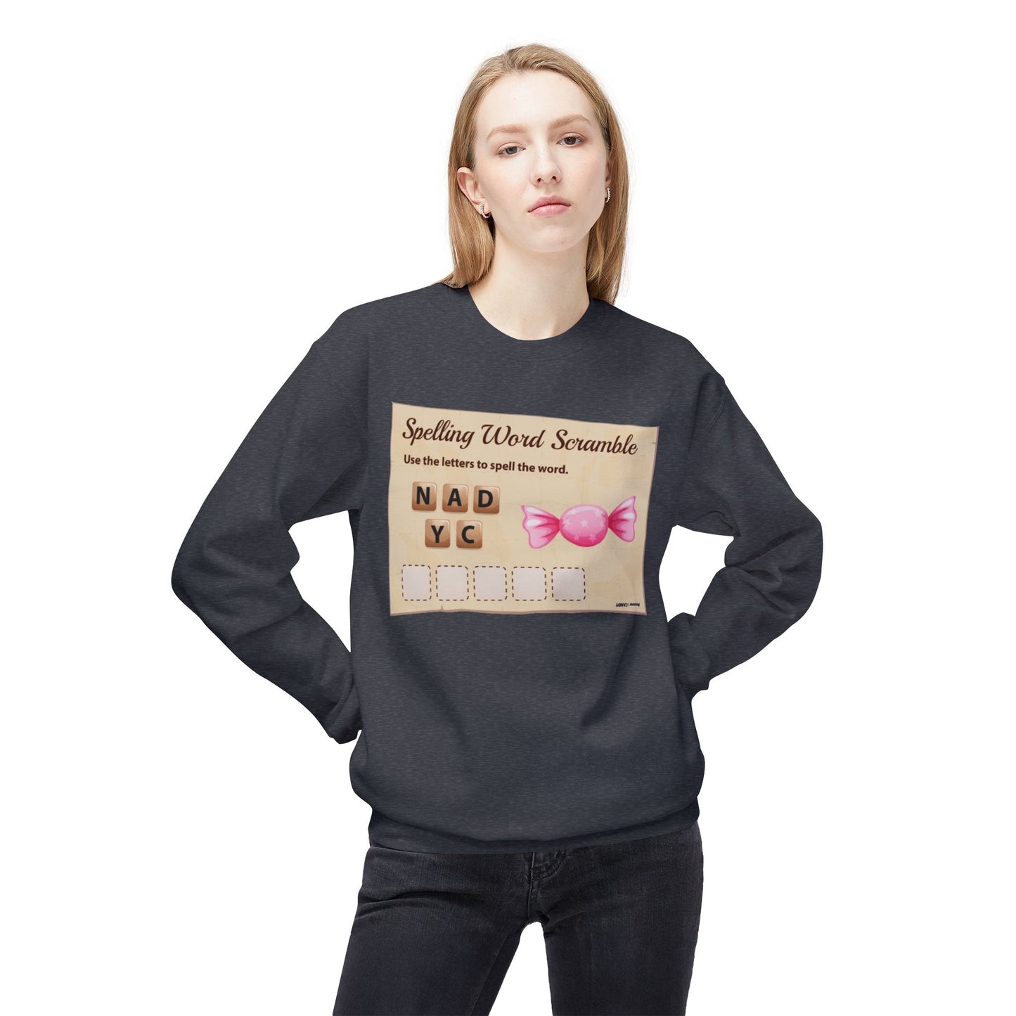 Creative Spelling Word Scramble Crewneck Sweatshirt, Fun Apparel, Unique Gift, Cozy Wear, Interactive Teaching Tool
