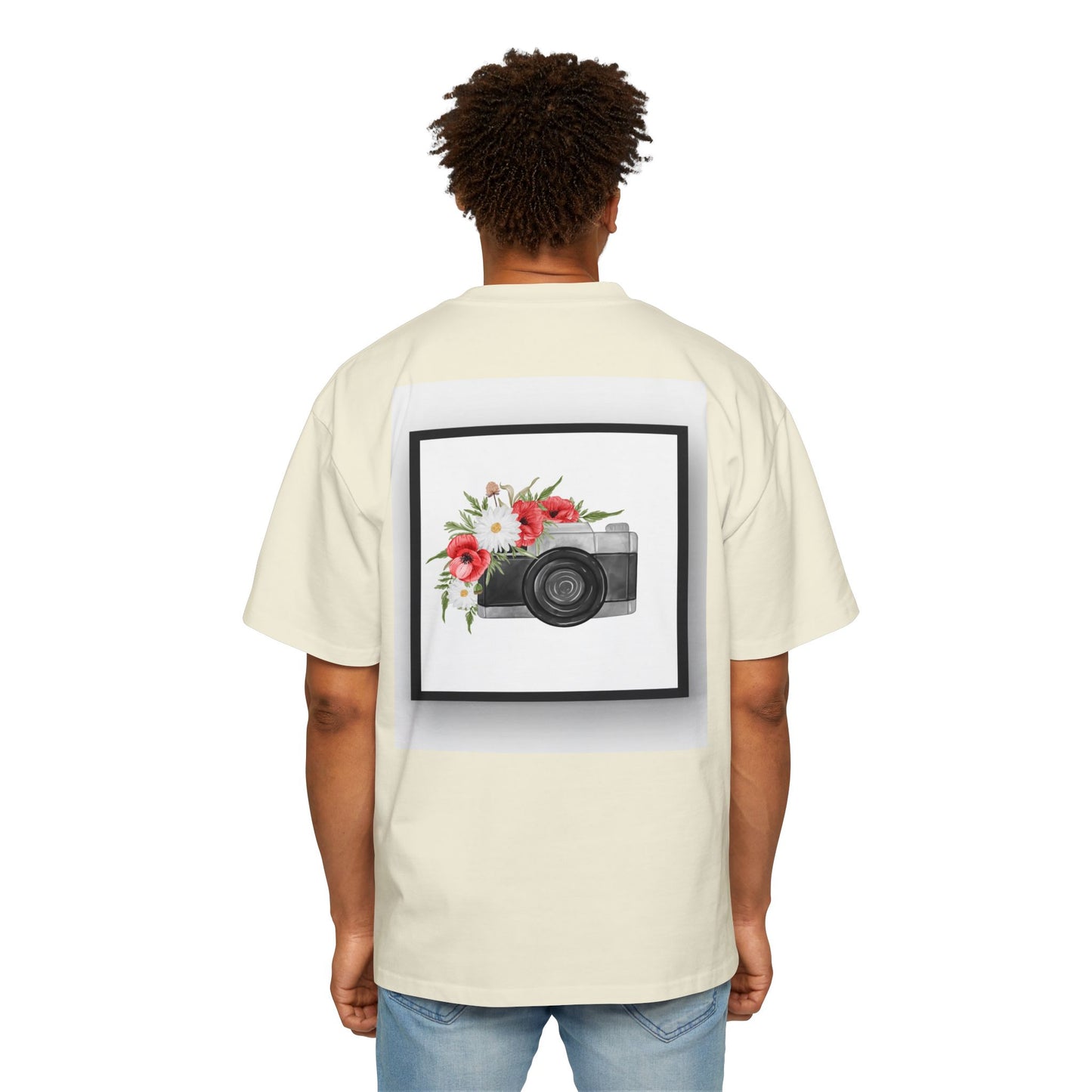 Floral Camera Oversized Tee, Photography Lover Shirt, Casual Graphic T-Shirt, Gift for Creatives, Trendy Streetwear