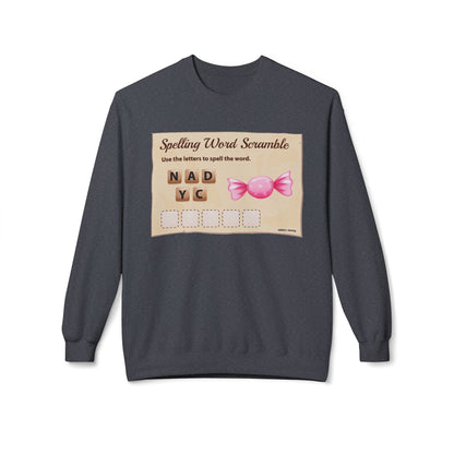 Creative Spelling Word Scramble Crewneck Sweatshirt, Fun Apparel, Unique Gift, Cozy Wear, Interactive Teaching Tool