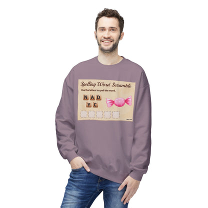 Creative Spelling Word Scramble Crewneck Sweatshirt, Fun Apparel, Unique Gift, Cozy Wear, Interactive Teaching Tool