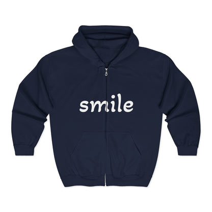 Smile  Zip Hoodie - Cozy Comfort for Everyday Style, Gift for Friends, Encouraging Apparel, Birthday or Casual Wear