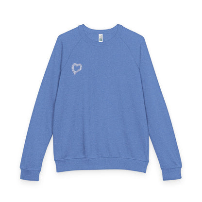 Cozy Love Heart Raglan Crewneck Sweatshirt, Pullover, Gift for Him/Her, Casual Wear, Valentine's Day Gift, Year-Round Comfort