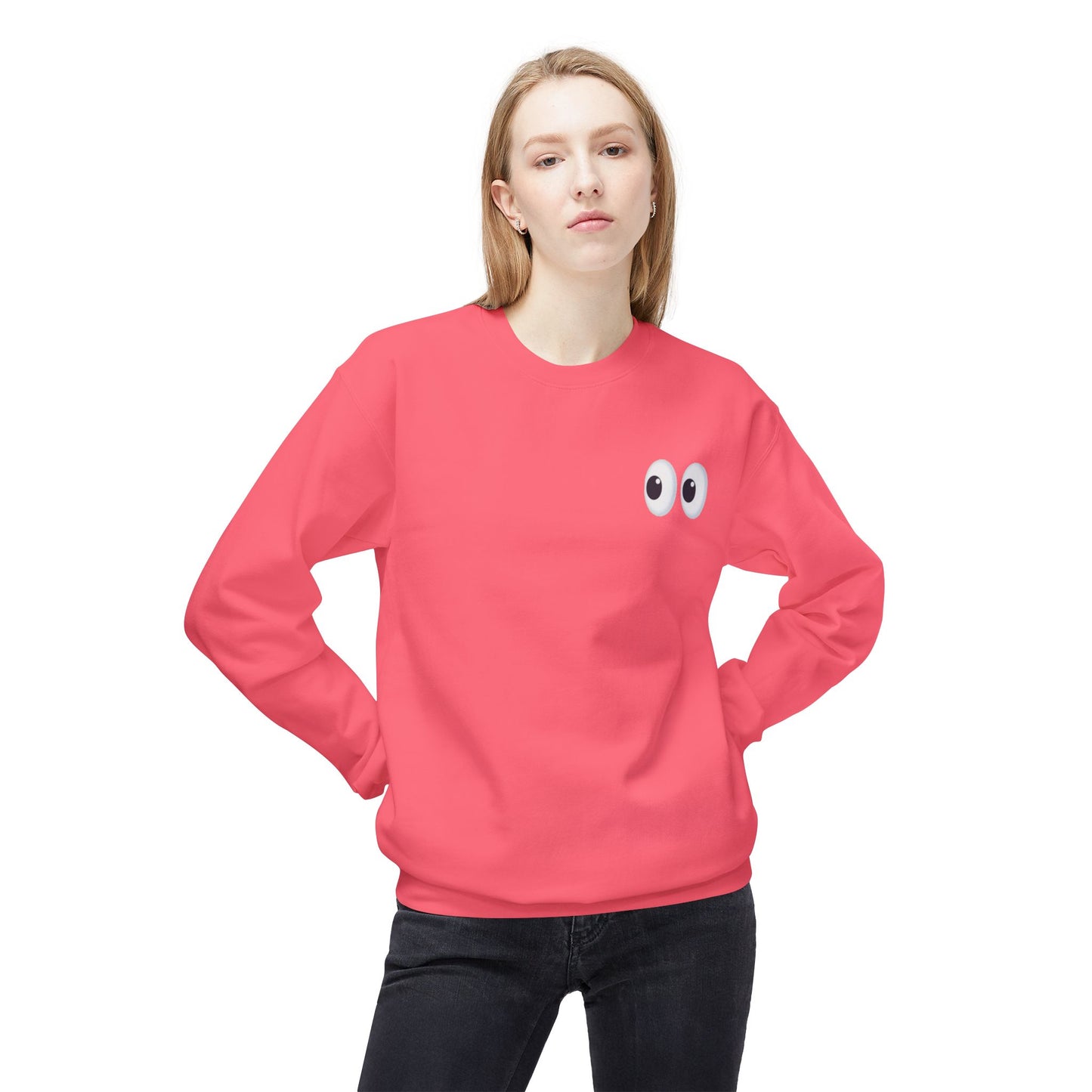 Cute Eyes Crewneck Sweatshirt, Cozy  Fleece, Perfect for Gifts, Casual Wear, Everyday Comfort