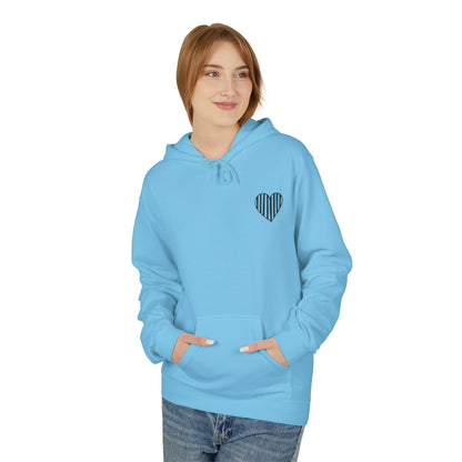 Striped Heart Fleece Hoodie - Soft, Cozy Apparel for All Seasons