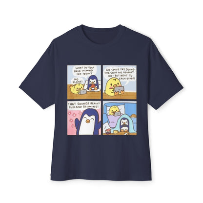 Cute Penguin Graphic Tee, Funny Animal Oversized T-Shirt, Cartoon Lovers Gift, Casual Summer Wear, Cozy Lounge Top