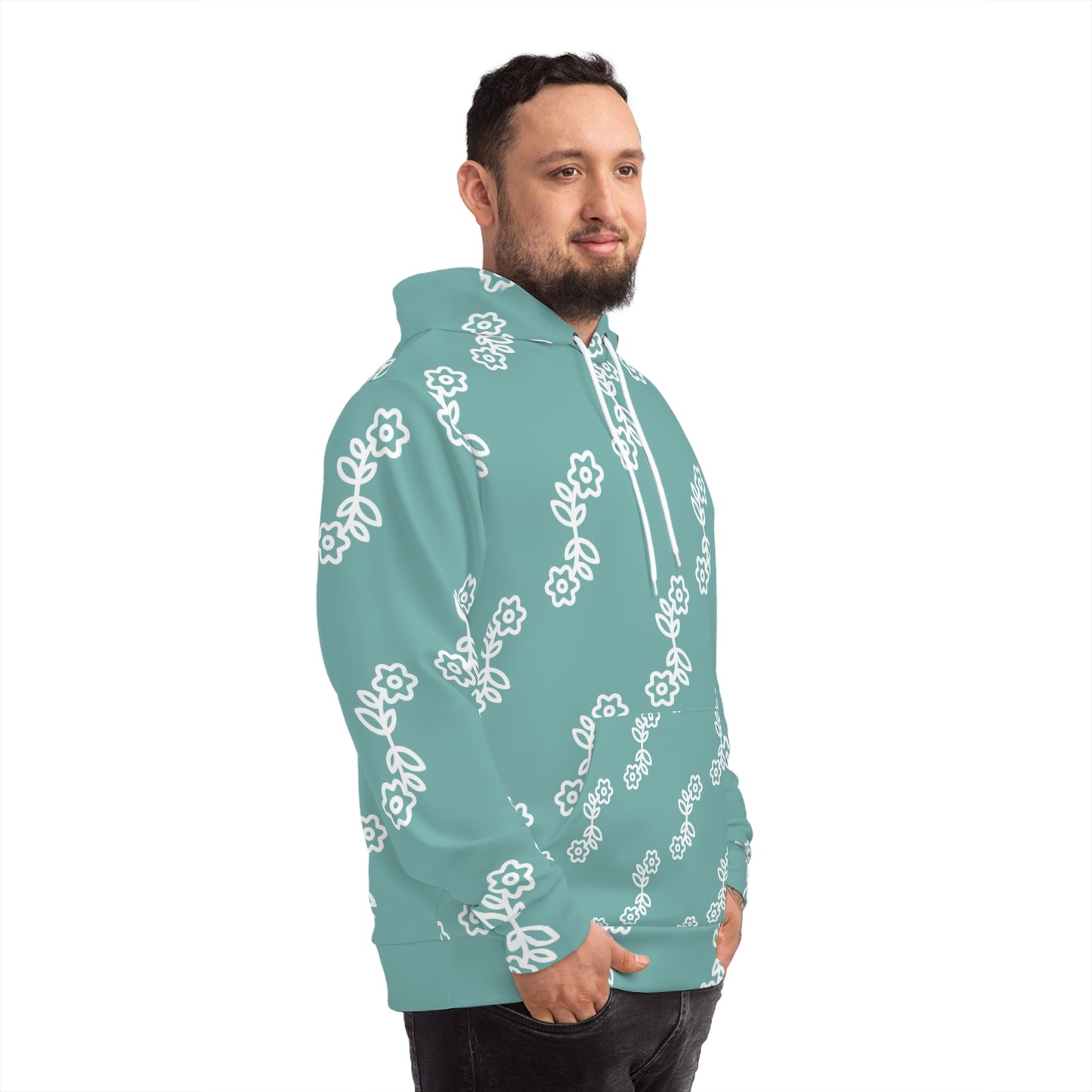 Floral Pattern Fashion Hoodie, Cozy Floral Sweatshirt, Trendy AOP Hoodie, Spring Fashion, Gift for Flower Lovers