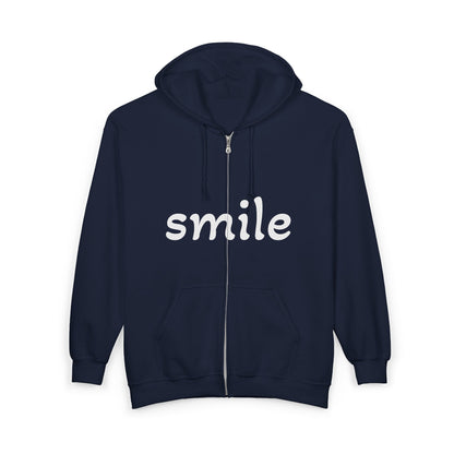 Smile  Zip Hoodie - Cozy Comfort for Everyday Style, Gift for Friends, Encouraging Apparel, Birthday or Casual Wear