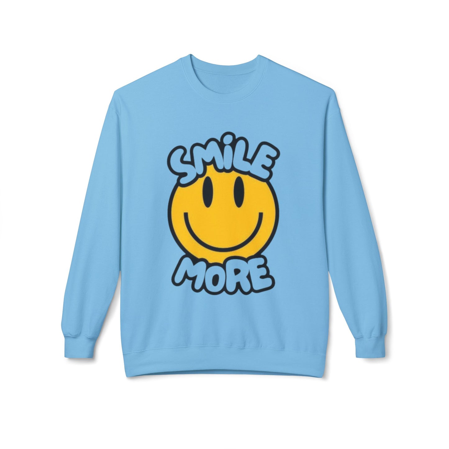 Smiley Face Fleece Crewneck Sweatshirt | Sweatshirt for Everyday Comfort, Gifts, Casual Wear, Smile More Apparel, Cozy Fashion