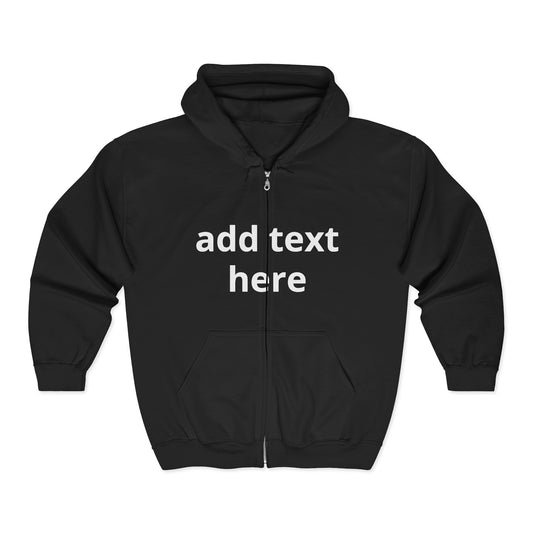 Custom Full‑Zip Hoodie – Personalized Text Zip-Up Sweatshirt