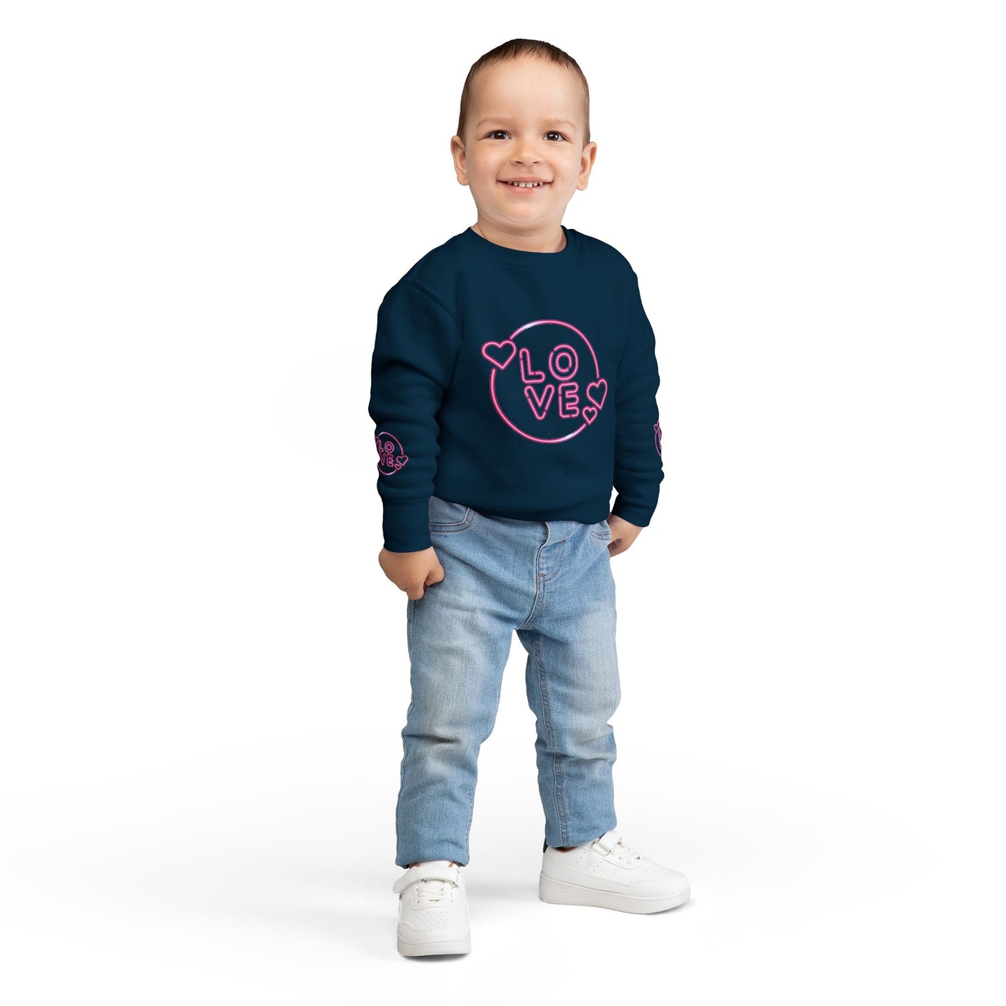 Charming Toddler Sweatshirt with 'Love' Print, Cozy Kids Pullover, Cute Gift for Birthdays, Playdates