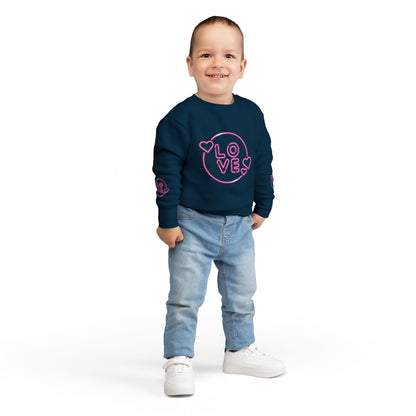 Charming Toddler Sweatshirt with 'Love' Print, Cozy Kids Pullover, Cute Gift for Birthdays, Playdates