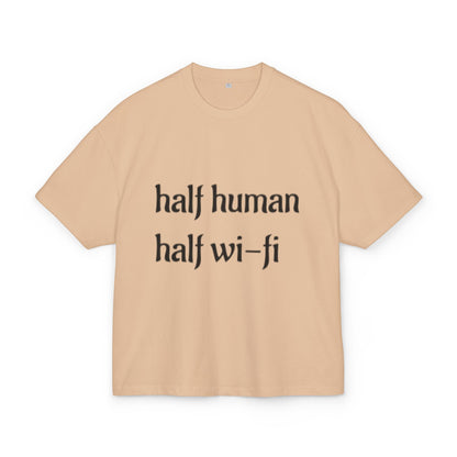 Half Human Half Wi-Fi Tee |  Cotton Box Shirt, Funny Graphic Tee, Gift for Tech Lovers, Quirky Casual Wear, Geeky Apparel