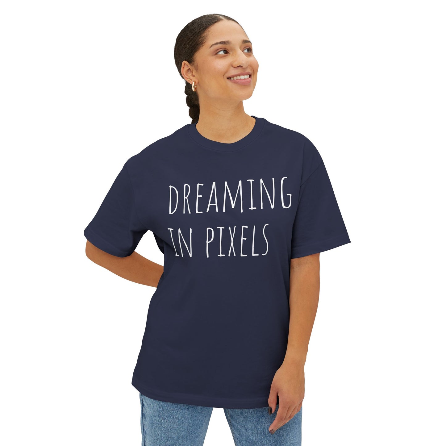 Dreaming in Pixels Oversized Tee |  Graphic T-Shirt, Casual Wear, Gift for Gamers, Artistic Style, Comfortable Apparel