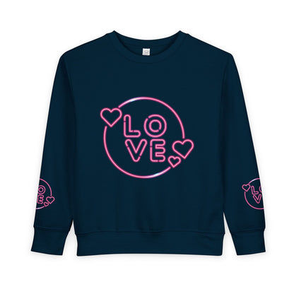 Charming Toddler Sweatshirt with 'Love' Print, Cozy Kids Pullover, Cute Gift for Birthdays, Playdates