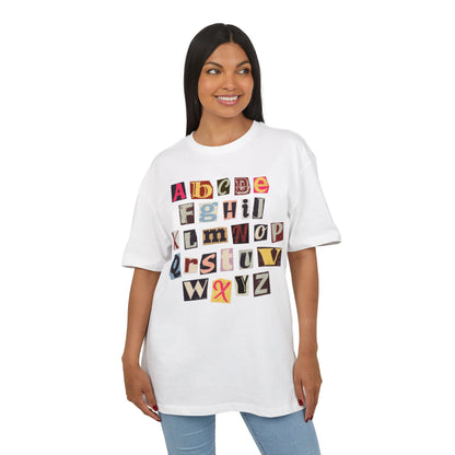 Playful Alphabet Oversize Tee, Comfortable Graphic Shirt, Casual Wear, Gift for Kids and Adults, Fun T-Shirt for Any Occasion