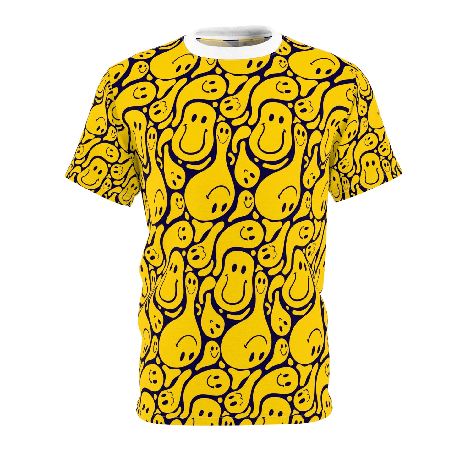 Smiley Face  Cut & Sew Tee, Fun Graphic Shirt, Casual Wear, Gift for Friends, Bright Summer Fashion, Cheerful Tee