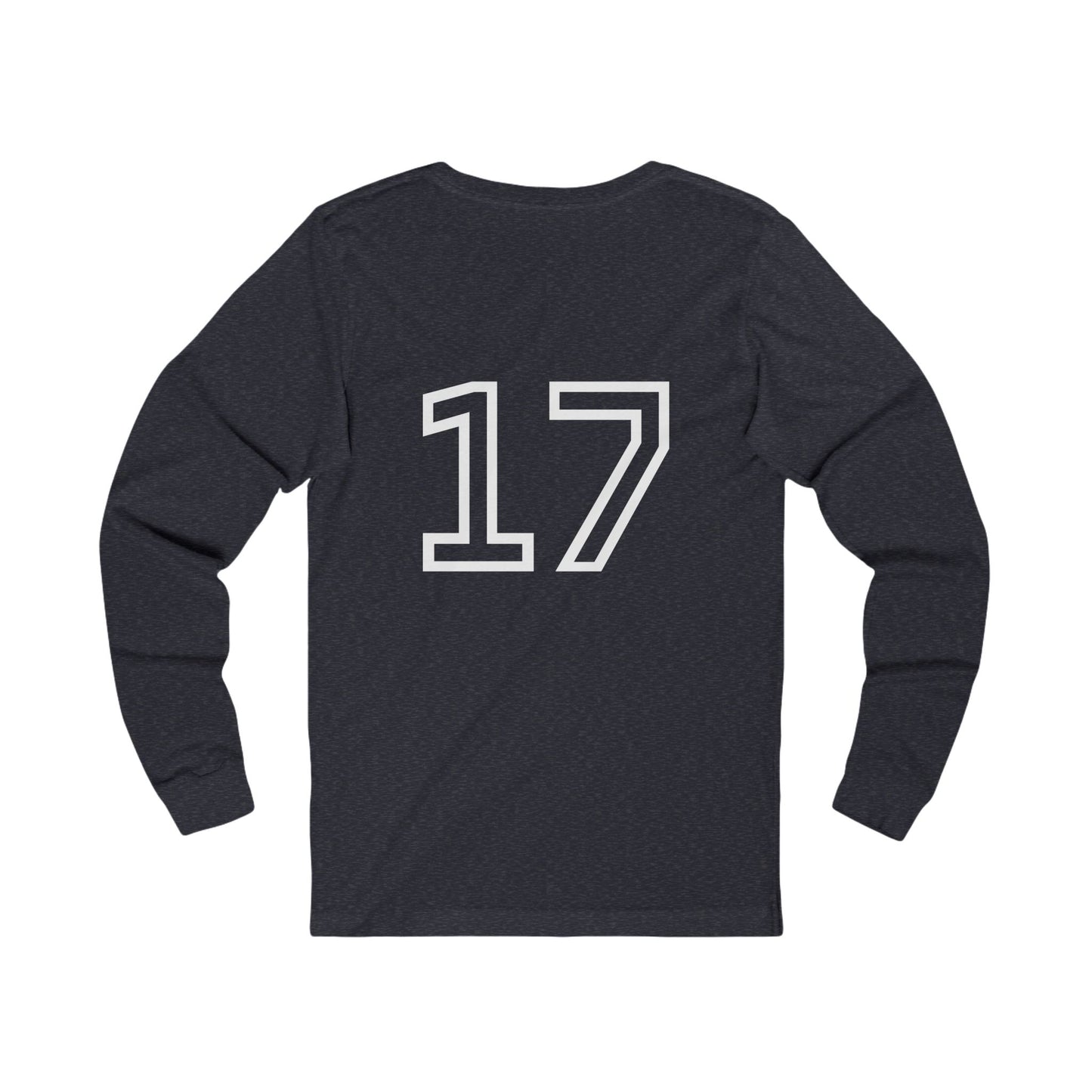 Minimalist  Long Sleeve Tee with Number 17, Casual Wear, Sports Life, Personalized Gift, Everyday Comfort, Fashion Statement