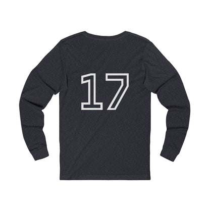 Minimalist  Long Sleeve Tee with Number 17, Casual Wear, Sports Life, Personalized Gift, Everyday Comfort, Fashion Statement