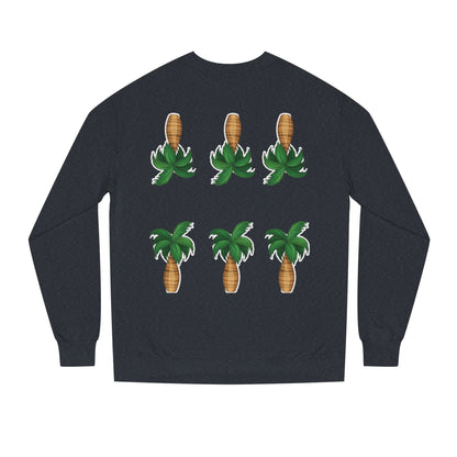 Palm Tree Crew Neck Sweatshirt, Casual Wear, Beach Vibes Apparel, Everyday Comfort, Gift for Him or Her
