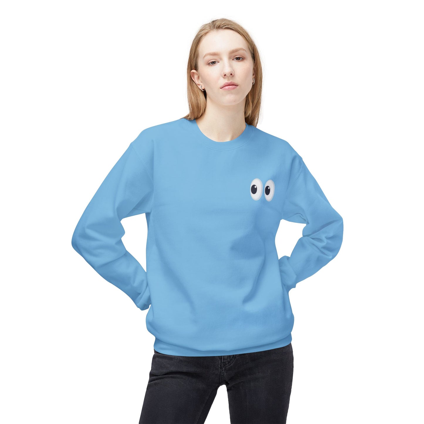 Cute Eyes Crewneck Sweatshirt, Cozy  Fleece, Perfect for Gifts, Casual Wear, Everyday Comfort