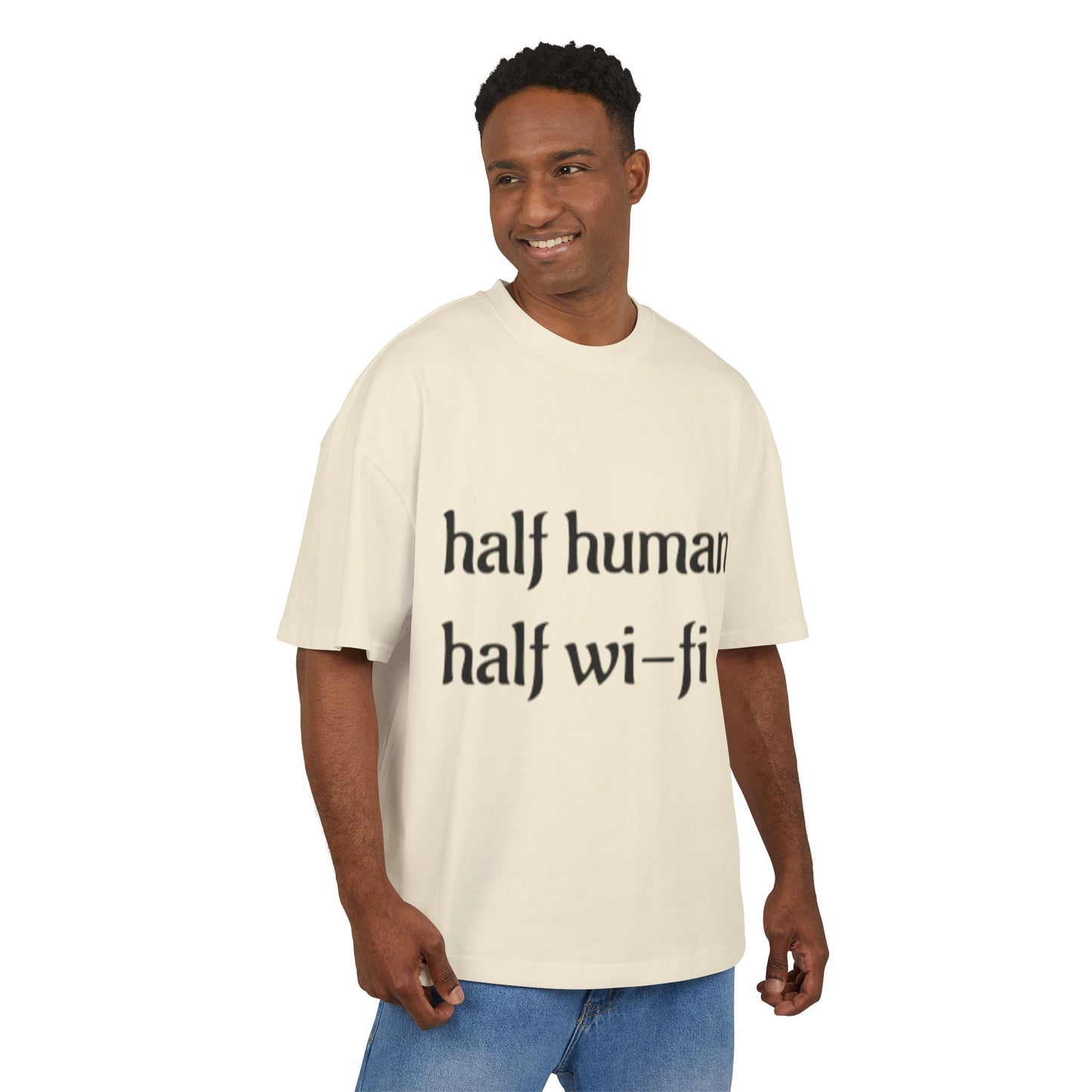 Half Human Half Wi-Fi Tee |  Cotton Box Shirt, Funny Graphic Tee, Gift for Tech Lovers, Quirky Casual Wear, Geeky Apparel