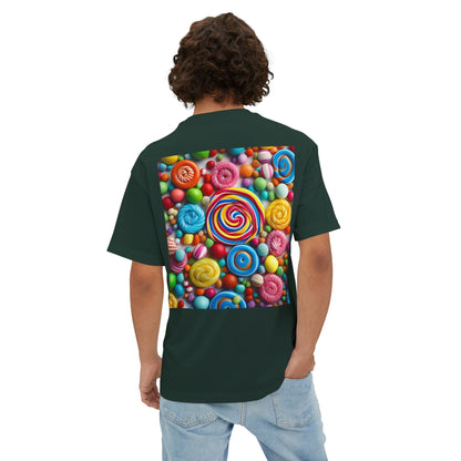 Candy-Themed  Oversized Boxy Tee, Sweet Treat Shirt, Fun Summer Tee, Trendy Casual Wear, Gift for Candy Lovers, Party Shirt, [...]