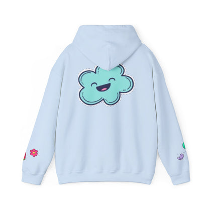 Cute Illustrated Hoodie with Flowers,  Sweatshirt for Spring, Funny Cloud Design, Gift for Teens, Cozy Casual Wear