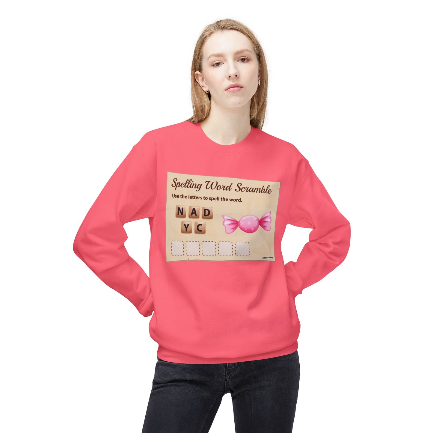 Creative Spelling Word Scramble Crewneck Sweatshirt, Fun Apparel, Unique Gift, Cozy Wear, Interactive Teaching Tool
