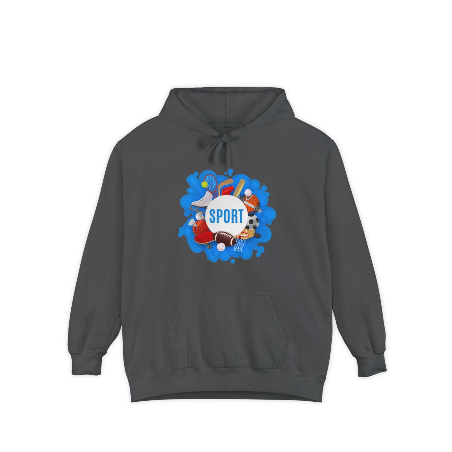 Sporty  Garment-Dyed Hoodie - Casual Comfort for Sports Lovers,  Apparel, Activewear, Gift for Athletes, Cozy Loungewear