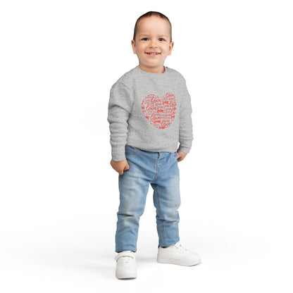 Toddler Love Heart Sweatshirt, Cute Baby Crewneck, Valentine Gift, Adorable Kids Apparel, Heart Sweatshirt for Toddlers