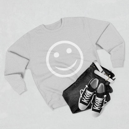 Happy Face Crewneck Sweatshirt, Cozy Gift for Friends, Casual Style, Everyday Wear, Fun Mood Boost