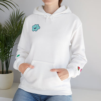 Cute Illustrated Hoodie with Flowers,  Sweatshirt for Spring, Funny Cloud Design, Gift for Teens, Cozy Casual Wear