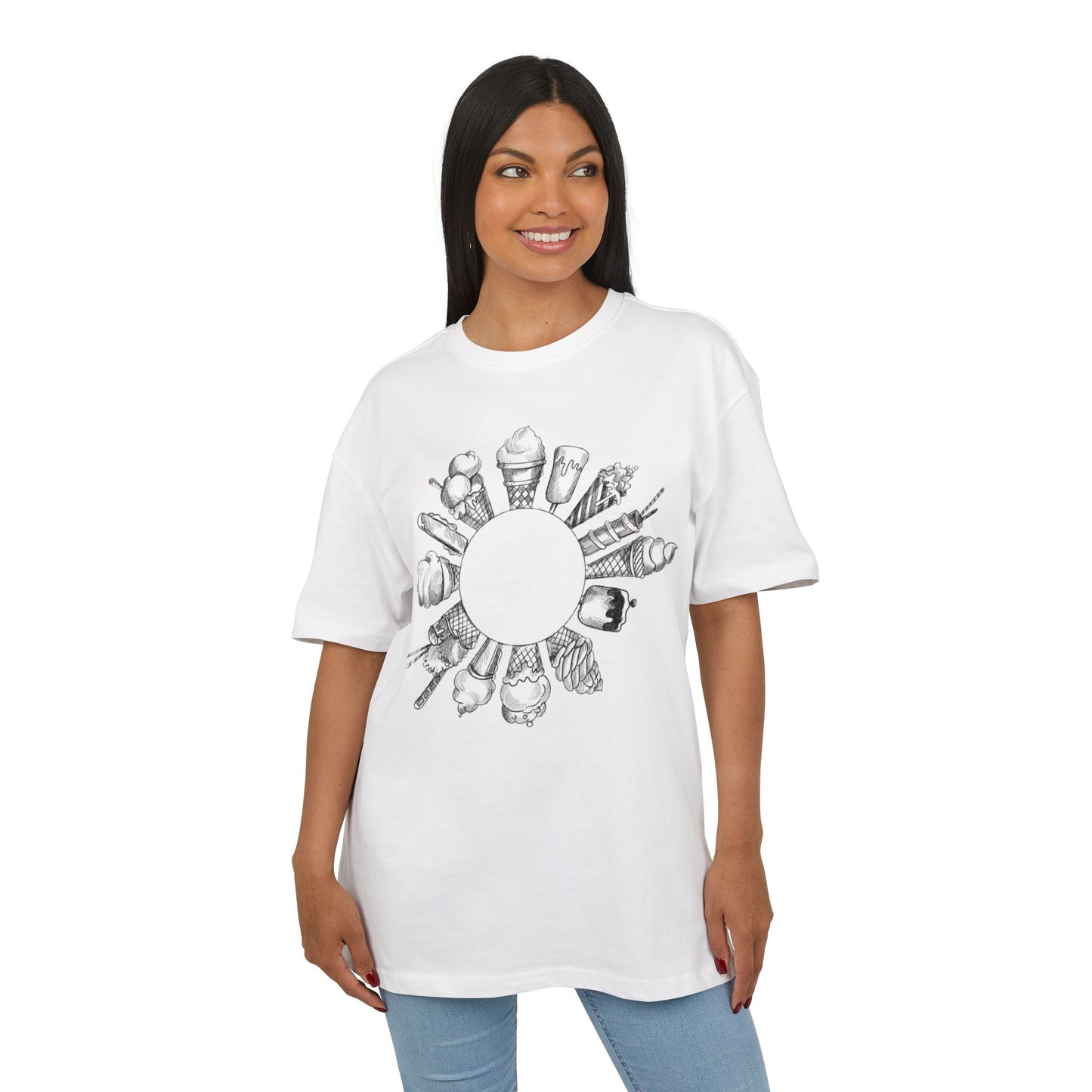 Ice Cream Lovers  Heavy Oversize Tee, Summer Fashion, Casual Wear, Gift for Foodies, Ice Cream Enthusiasts, Comfort Tee