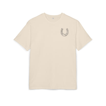 Casual Oversize Tee with Horseshoe Design, Comfortable Cotton Tee,  T-Shirt, Everyday Wear,  Relaxed Fit Tee