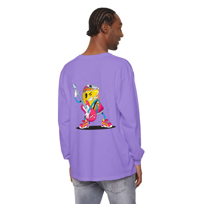 Rock Star  Long Sleeve Tee, Garment-Dyed Shirt for Music Lovers, Streetwear, Concert Casual, Unique Gift Idea