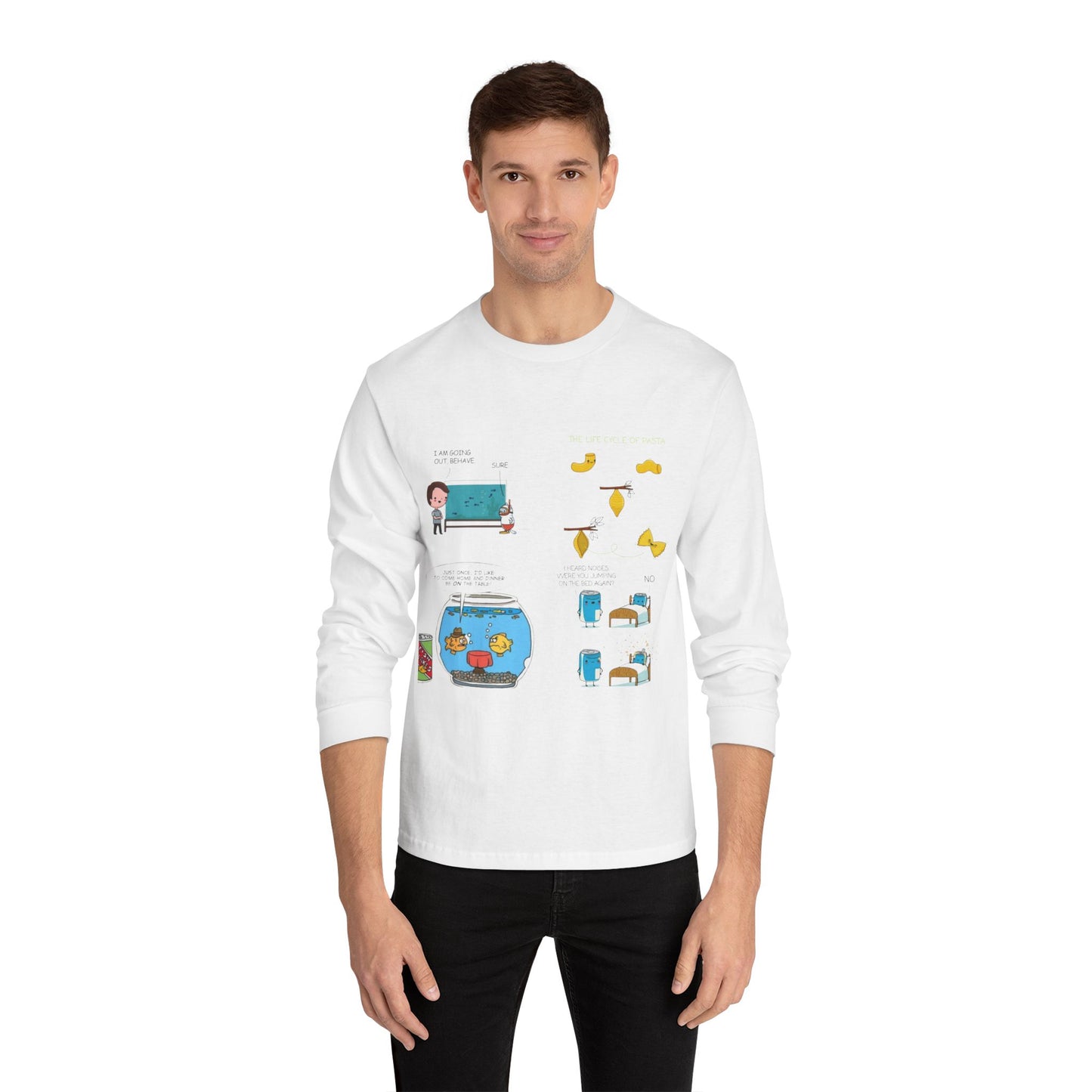 Whimsical Long Sleeve Tee for Creative Minds, Funny Gift, Casual Wear, Art-Inspired Fashion,  Graphic T-Shirt
