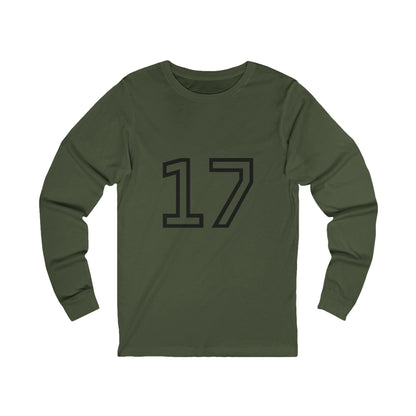Minimalist  Long Sleeve Tee with Number 17, Casual Wear, Sports Life, Personalized Gift, Everyday Comfort, Fashion Statement