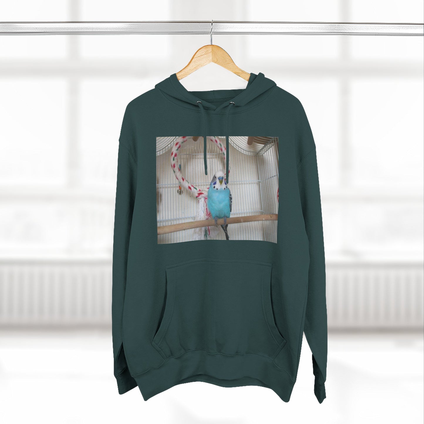 Bird Lover's Three-Panel Fleece Hoodie, Cozy Bird Sweatshirt, Pet Gift, Animal Lover Apparel, Cute Bird Design, Warm Winter Wear