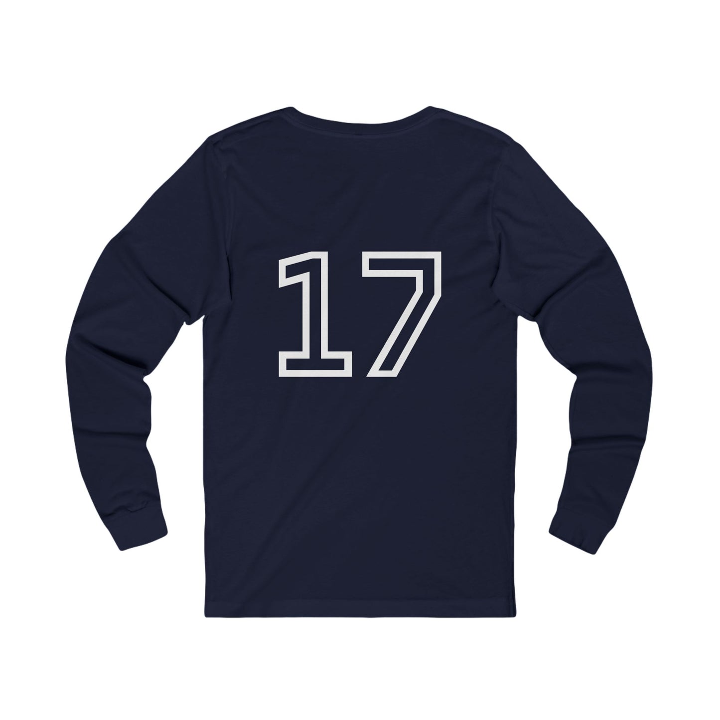 Minimalist  Long Sleeve Tee with Number 17, Casual Wear, Sports Life, Personalized Gift, Everyday Comfort, Fashion Statement