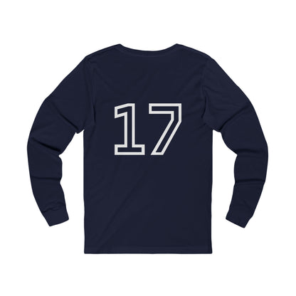 Minimalist  Long Sleeve Tee with Number 17, Casual Wear, Sports Life, Personalized Gift, Everyday Comfort, Fashion Statement