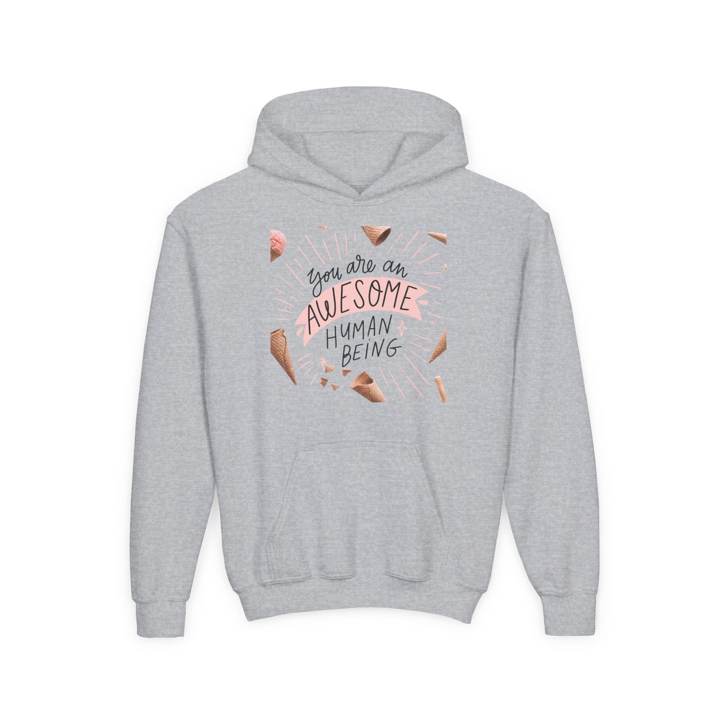 Youth Inspirational Hoodie - You Are An Awesome Human Being, Perfect Gift for Teens, Motivational Sweatshirt, Birthday Present