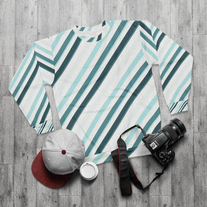 Stylish  Sweatshirt with Geo Stripes, Cozy Casual Wear, Gift for Her, Him, Best for Fall, Winter, Birthday, Holidays