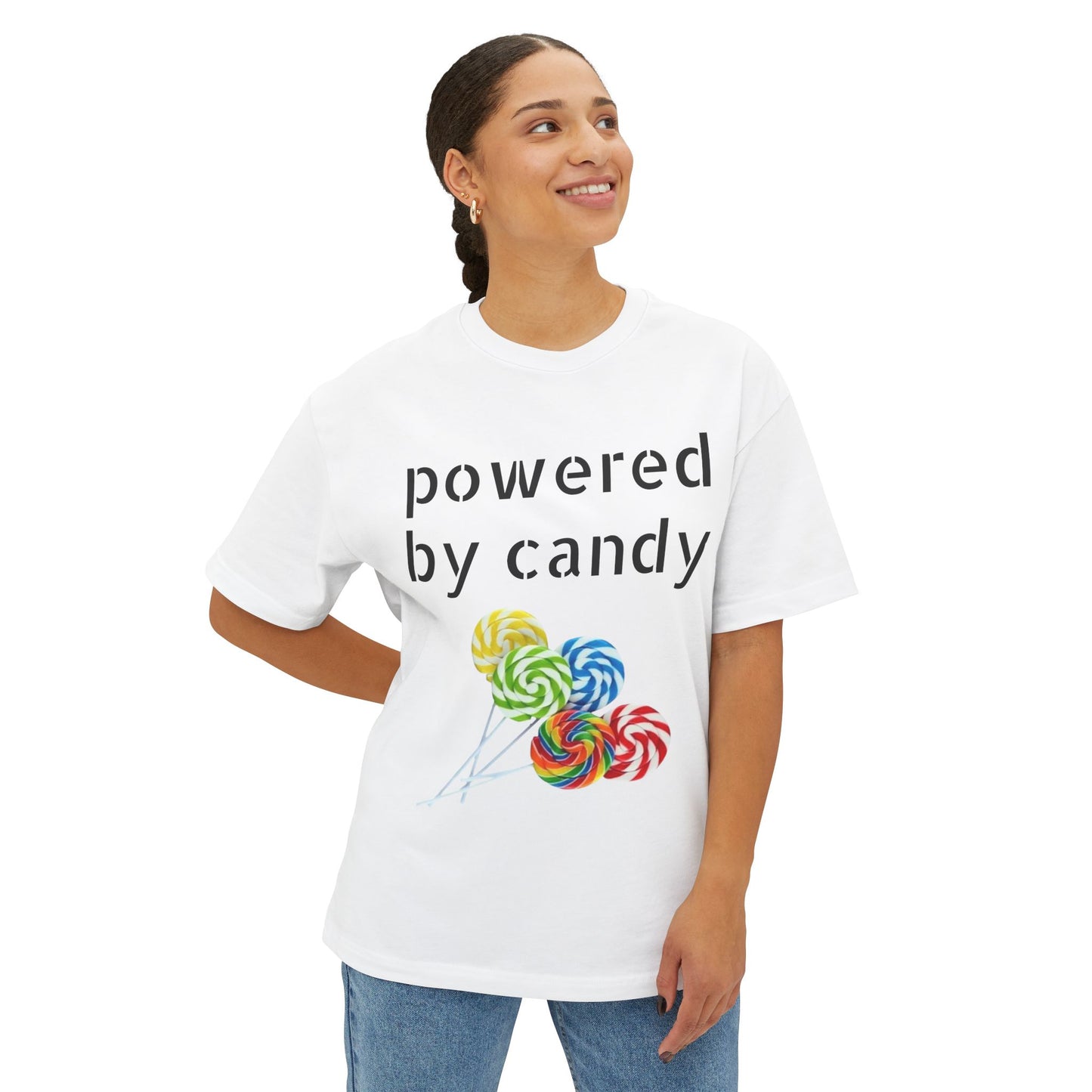 Candy-Themed  Oversized Boxy Tee, Sweet Treat Shirt, Fun Summer Tee, Trendy Casual Wear, Gift for Candy Lovers, Party Shirt, [...]
