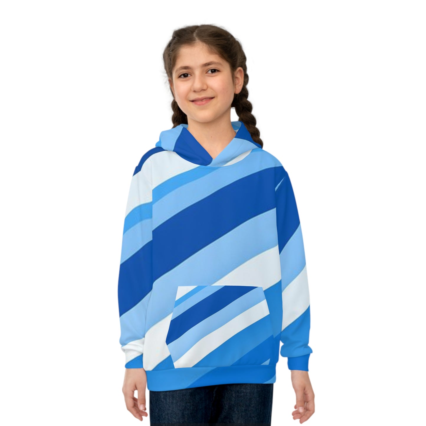 Vibrant Blue Striped Children's Hoodie, Cozy Kid's Apparel, Perfect for Playdates, Casual Wear, Birthday Gifts, Everyday Comfort