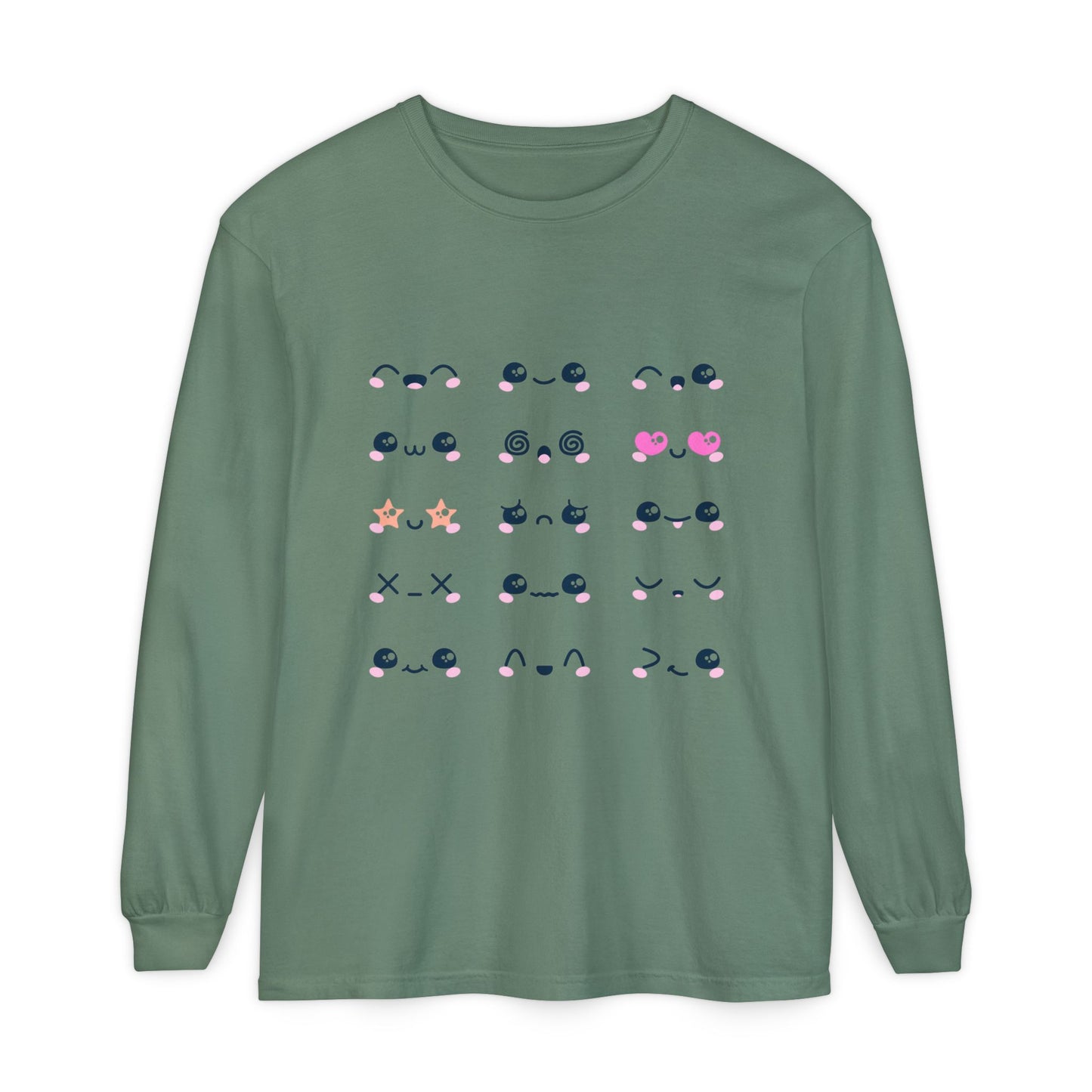 Cute Emojis Long Sleeve T-Shirt, Casual Wear, Gift for Friends, Cute Long Sleeve, Everyday Style, Graphic Tee