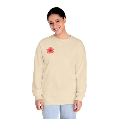 Hibiscus Floral Long Sleeve T-Shirt,  Tee, Casual Wear, Beach Vacation, Gift for Her, Spring Fashion