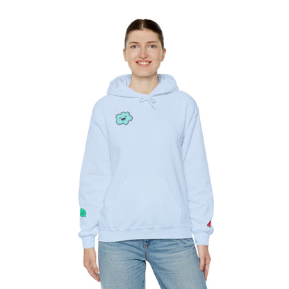 Cute Illustrated Hoodie with Flowers,  Sweatshirt for Spring, Funny Cloud Design, Gift for Teens, Cozy Casual Wear