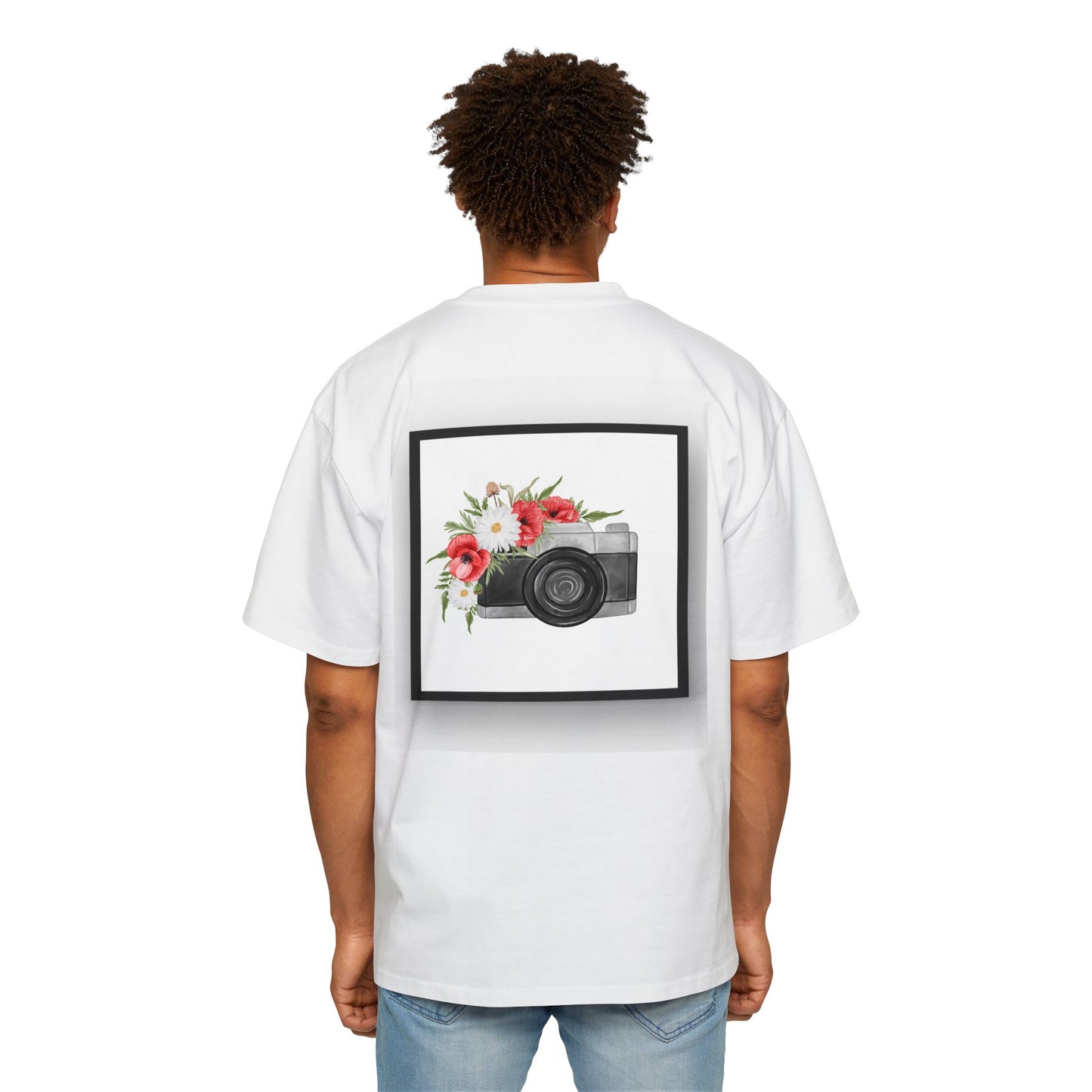 Floral Camera Oversized Tee, Photography Lover Shirt, Casual Graphic T-Shirt, Gift for Creatives, Trendy Streetwear