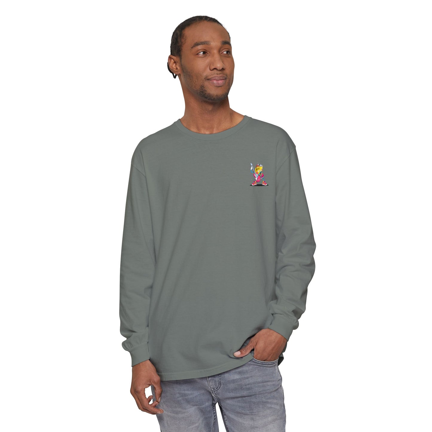 Rock Star  Long Sleeve Tee, Garment-Dyed Shirt for Music Lovers, Streetwear, Concert Casual, Unique Gift Idea